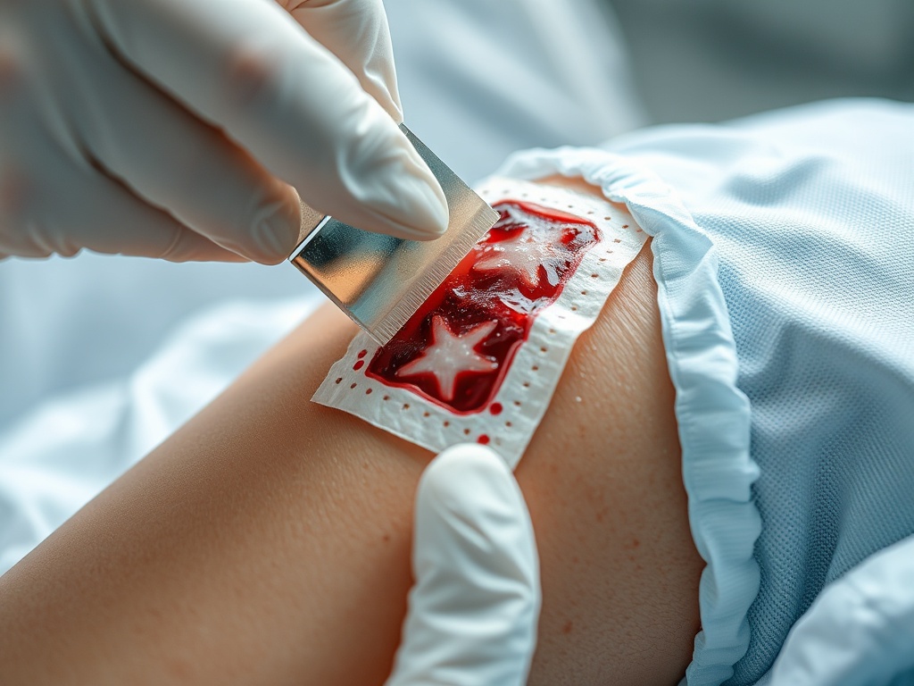 На изображении рука с повязкой, на которой красные звезды и манипуляция инструментом.